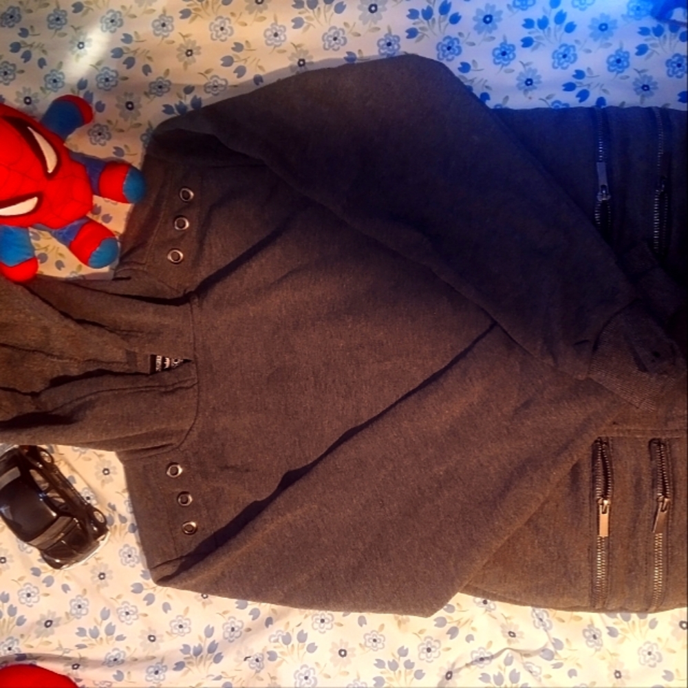 Punk Grey Hoodie w/ Zipper Pockets